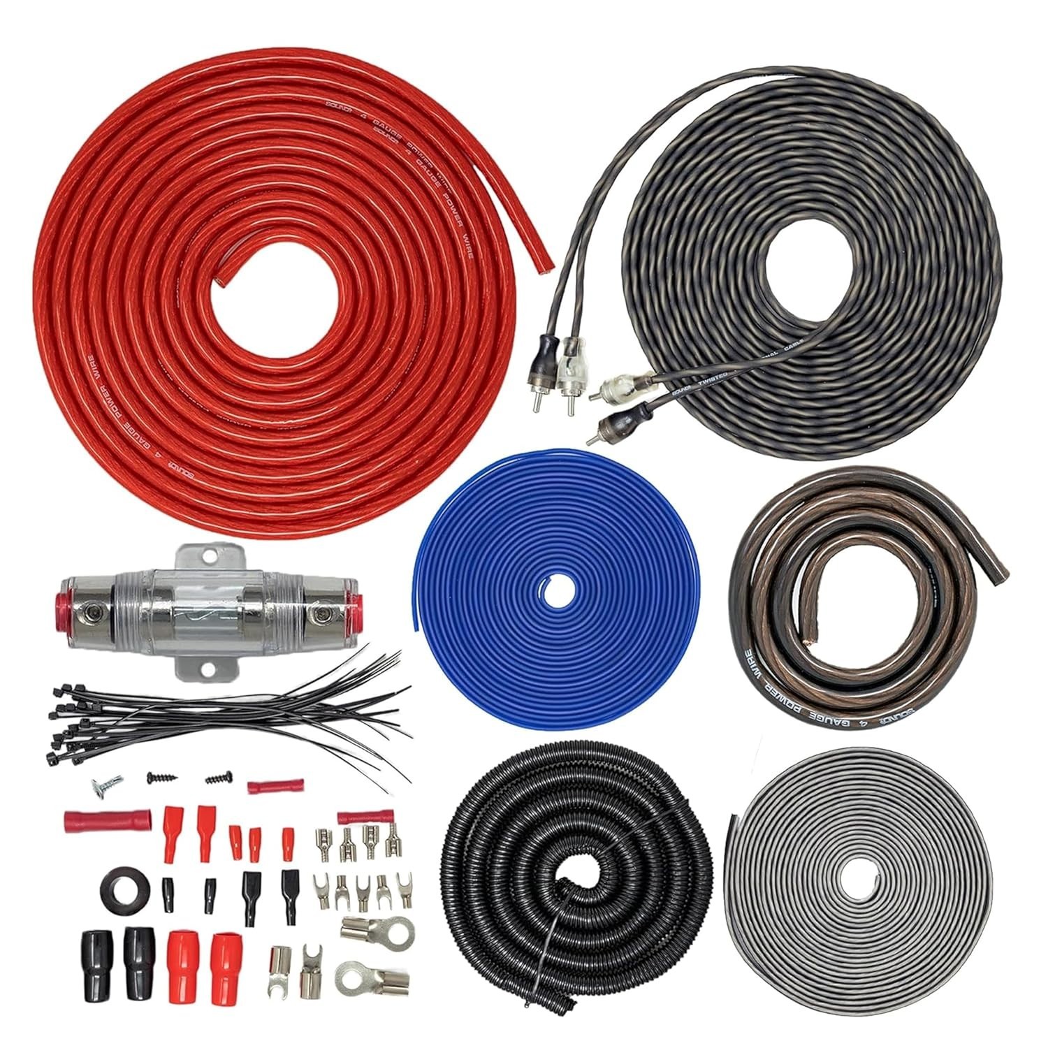 4 Gauge Amp Kit Amplifier Install Wiring & 2.5 Farad Digital Capacitor