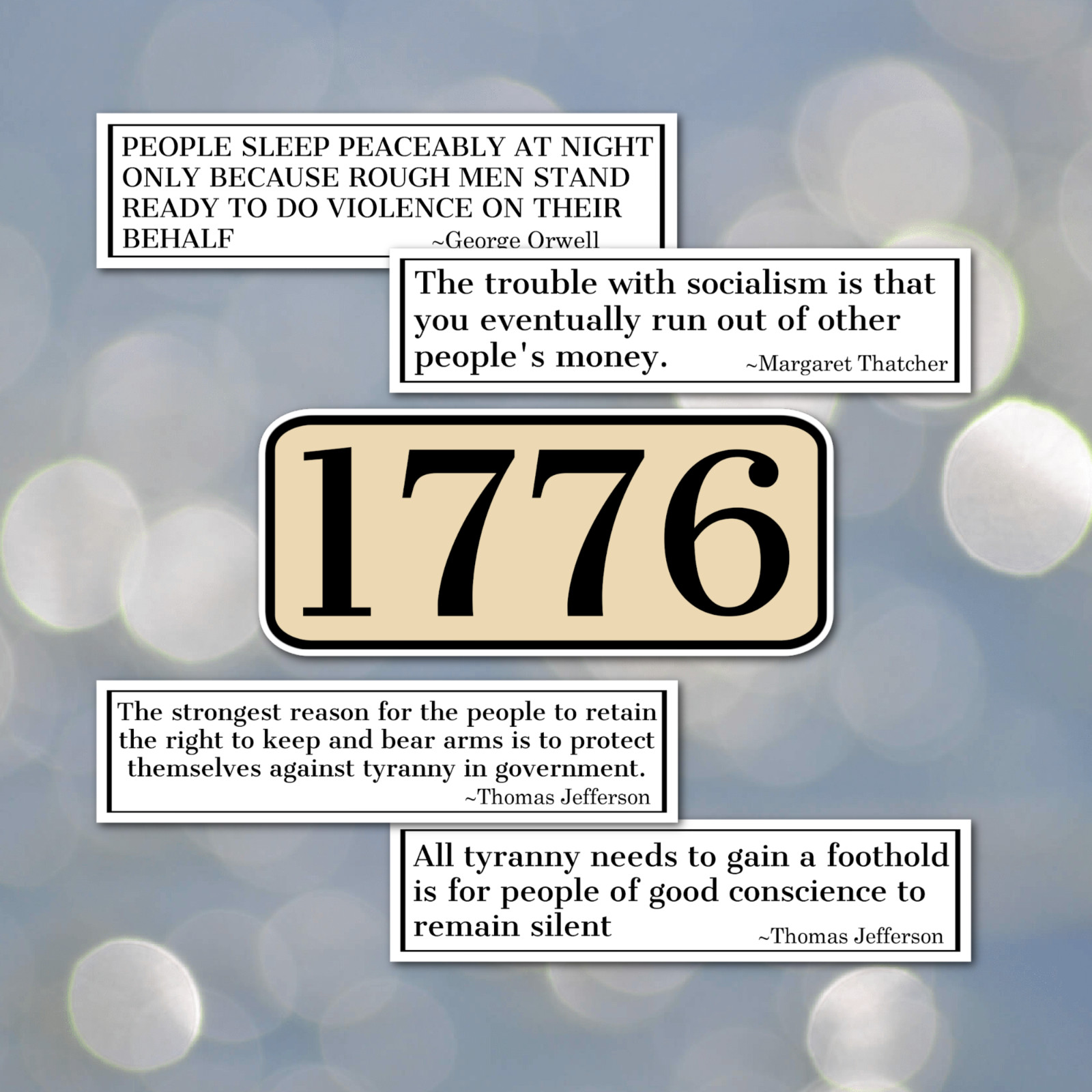 Set of 5 Freedom America USA 1776 constitution Quality laminated Sticker Freedom