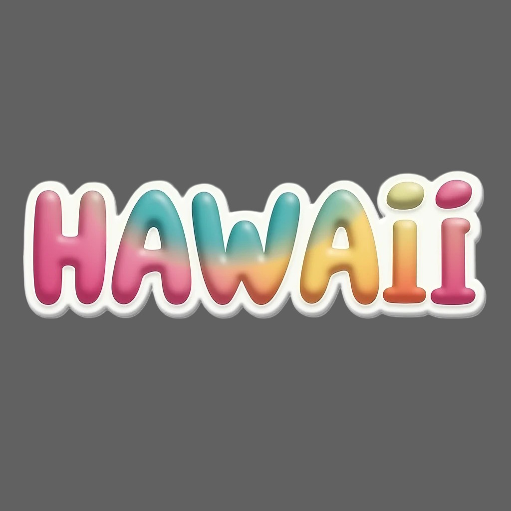 Hawaii Sticker Vinyl Decal Colorful Letters Tropical Beach Travel Gift