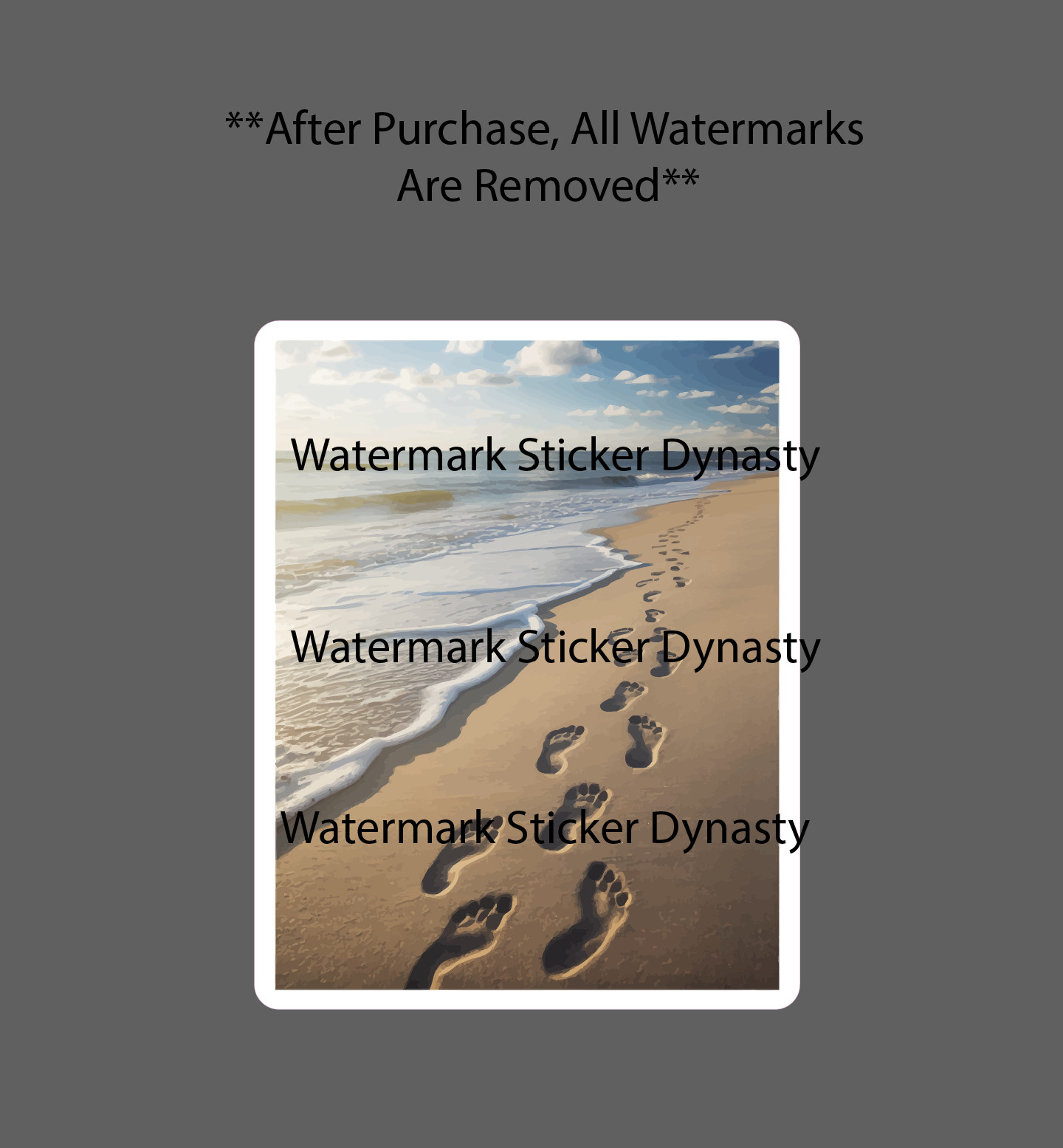 Beach Scene Sticker Waterproof Decal Footprints Sand Travel Wave Gift NEW