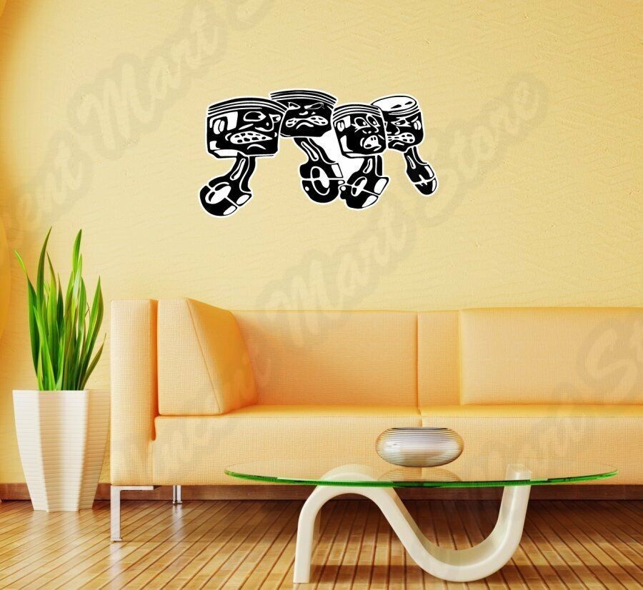 Auto Engine Piston Cylinder Motor Tool Wall Sticker Room Interior Decor 25"X16"