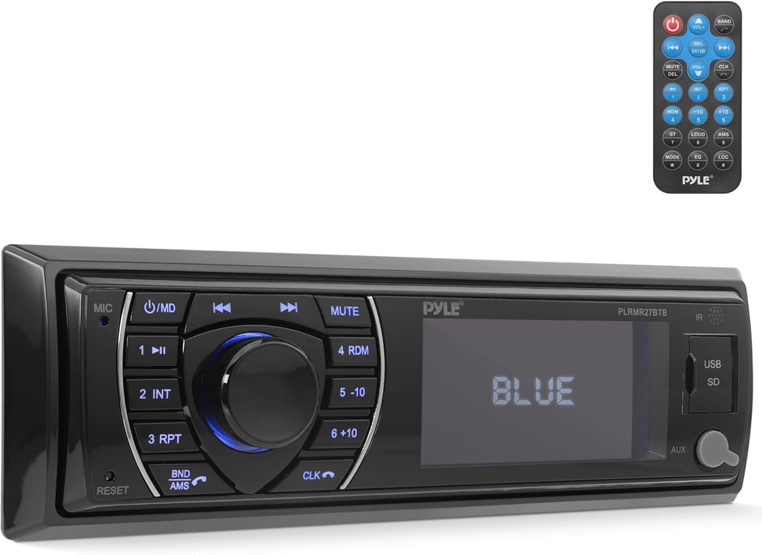 300W Bluetooth Marine Stereo Receiver – Single DIN In-Dash AM/FM Radio with USB/