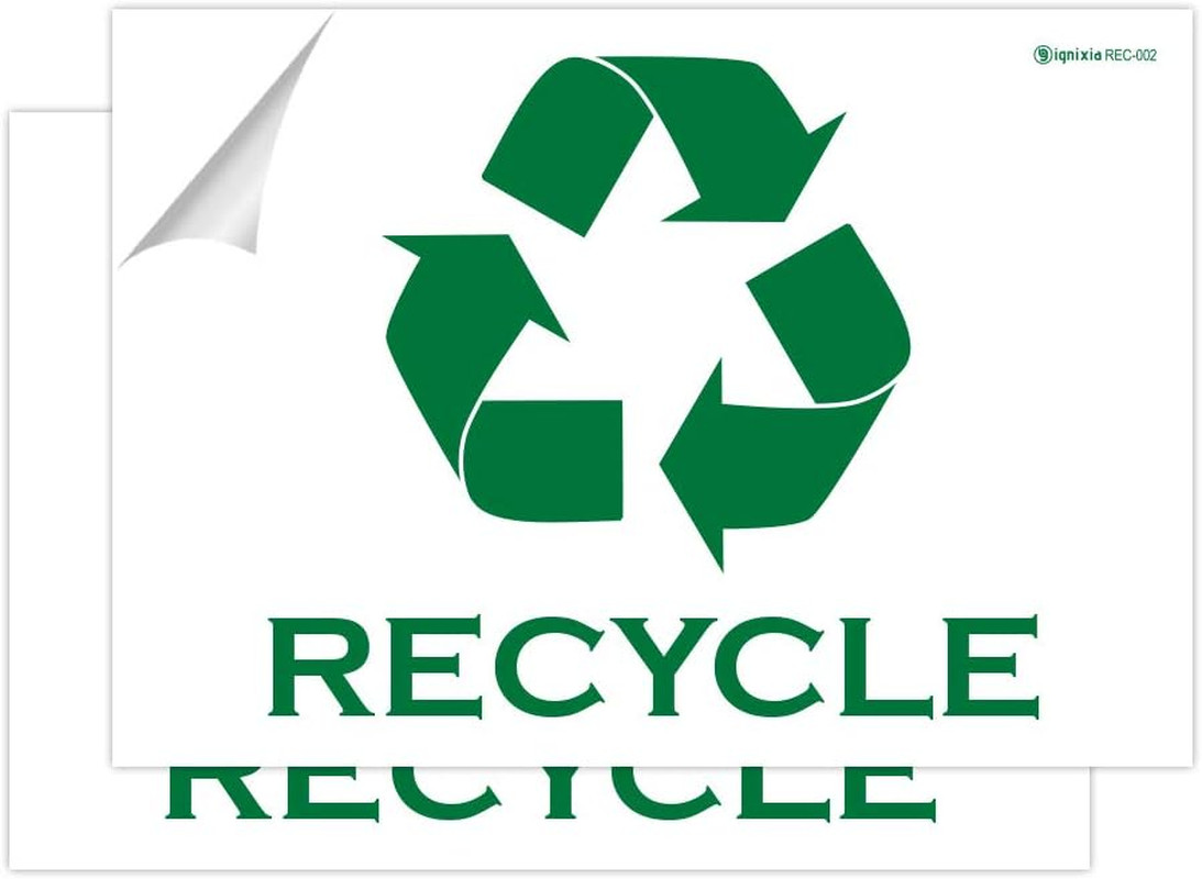 IGNIXIA Pack of 02 Recycle Sign Decals Self Adhesive – Recycling Stickers Large