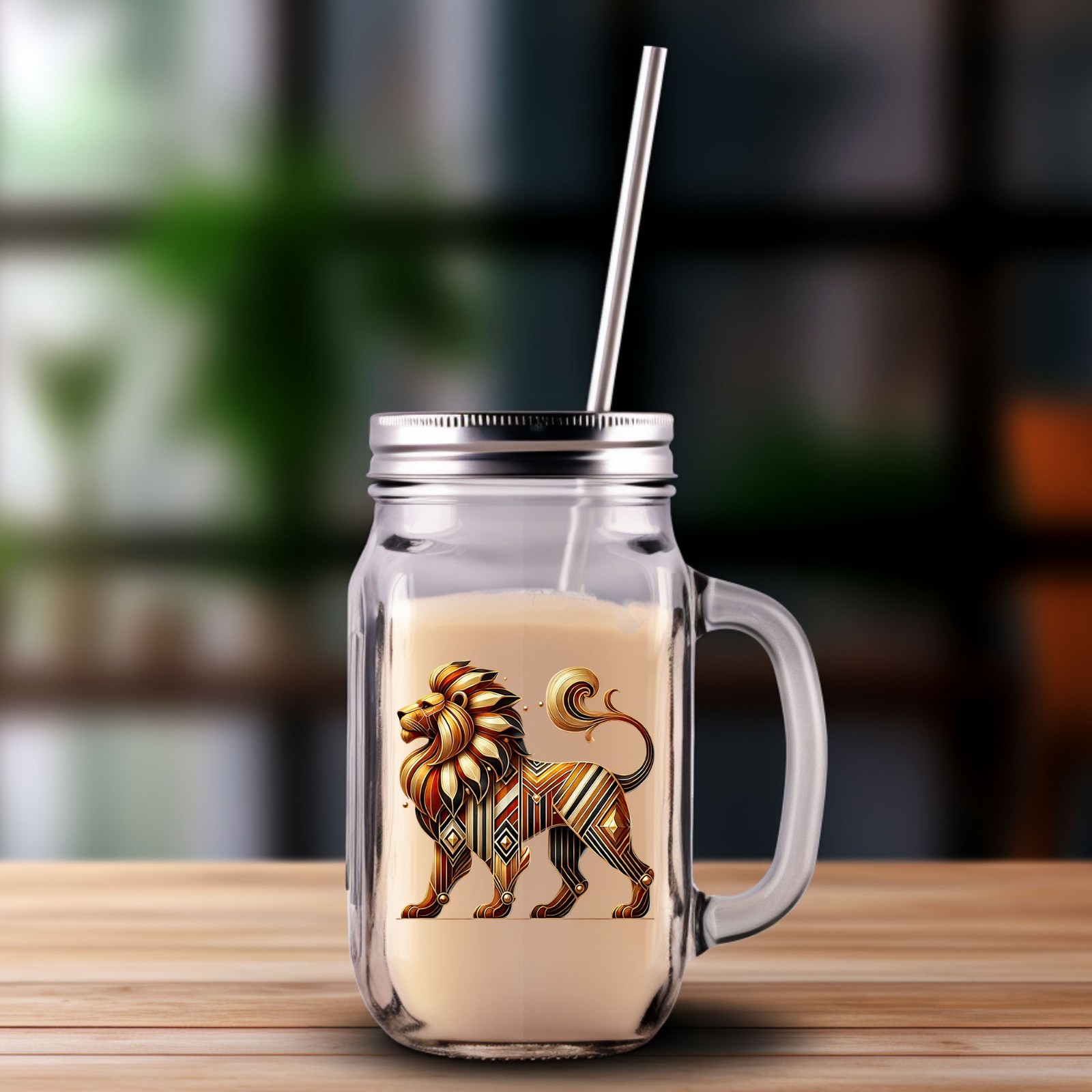 Art Deco Lion UV DTF Transparent Sticker / Decal