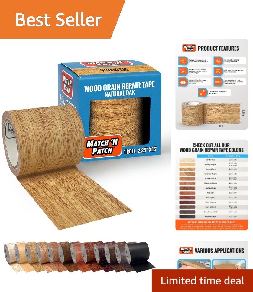 Wood Grain Repair Tape – Natural Oak, 2.25 in x 15 ft 1-Pack – Wood Grain Col…