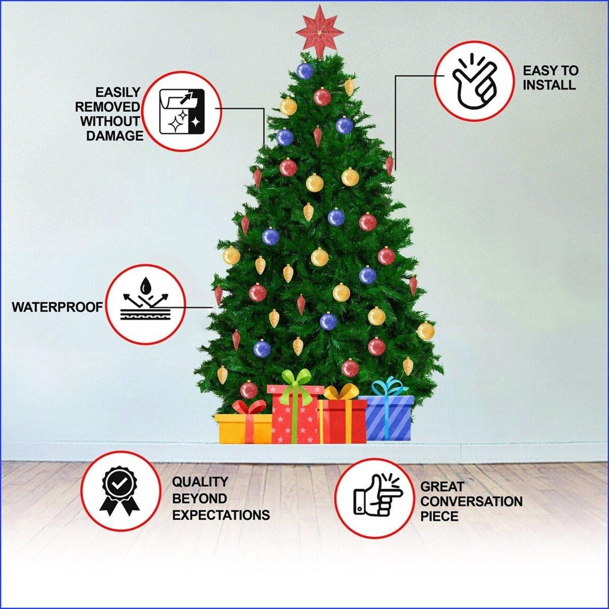 Christmas Pine Wall Decal – Festive Holiday Wall Sticker – Tree Design