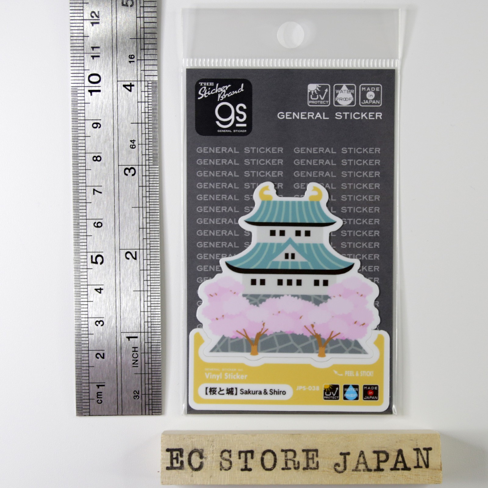 Japanese Sakura Castle Sticker Cherry Blossoms Shiro Made in Japan