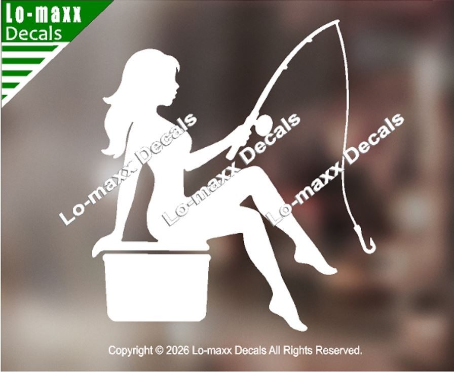 Mudflap Fishing Girl Die Cut Vinyl Decal High Performance Truck Car Sticker