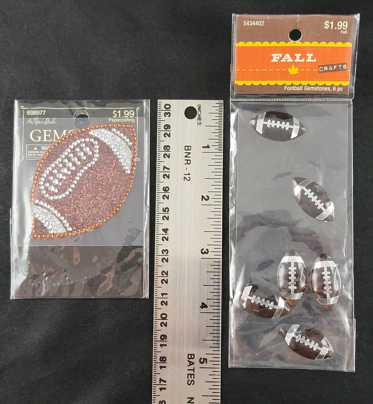 Sports Football Gemstone Sticker Decal Iron-On Hobby Lobby Craft Lot x4