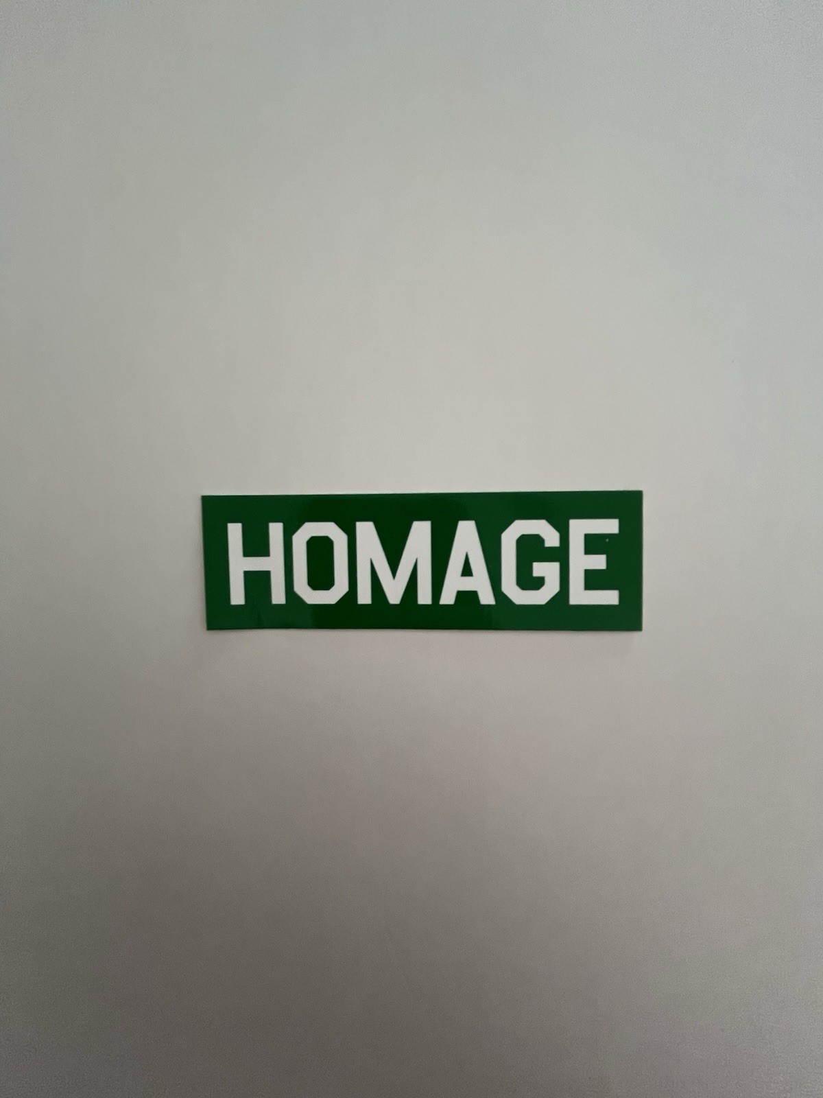 HOMAGE Brand Logo Sticker – Classic Green & White – Retro Sports Apparel Decal