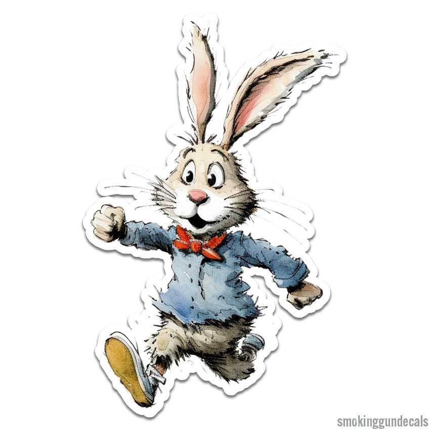 Fast Running Rabbit, Vinyl Decal Sticker, Indoor Outdoor, 3 Sizes, #12484