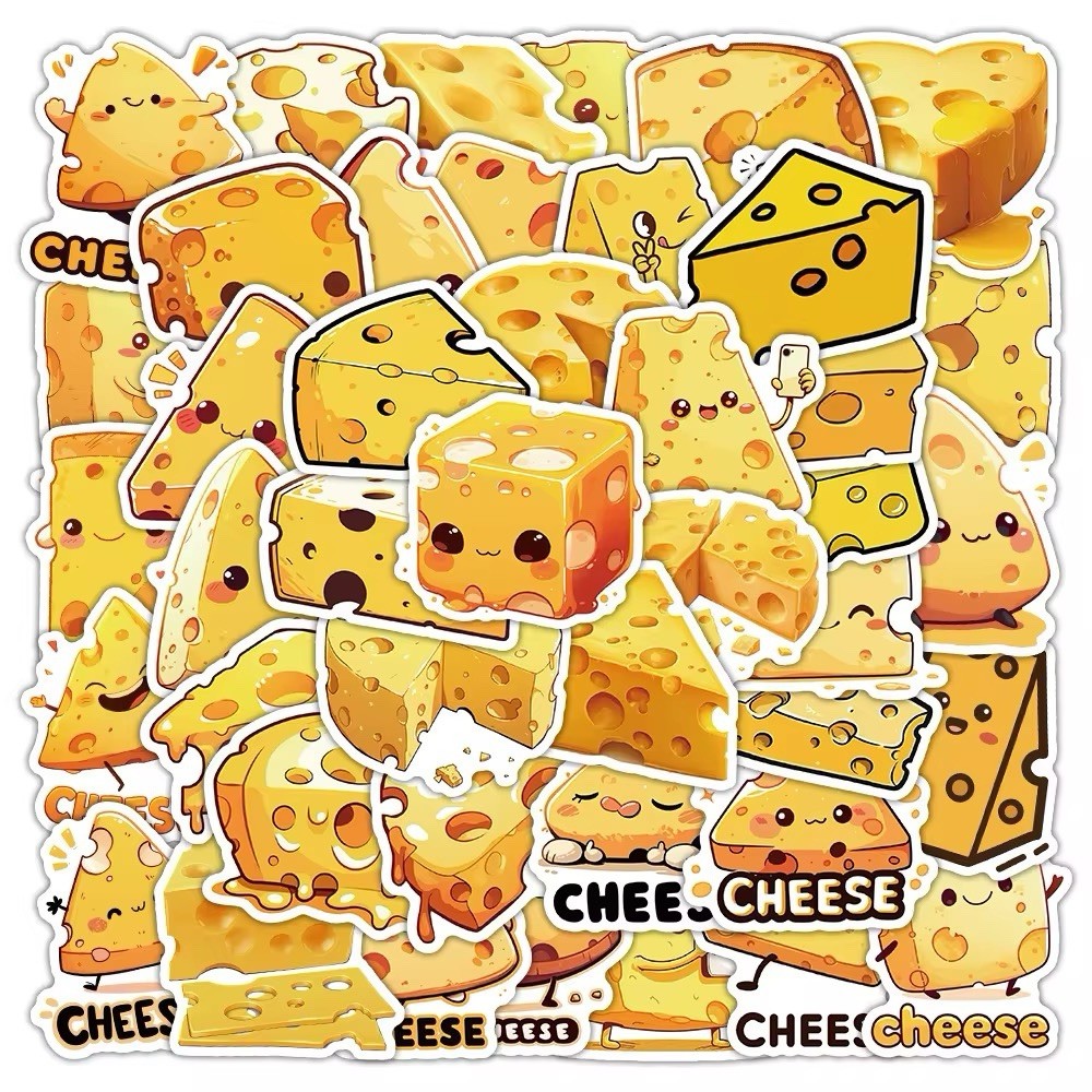 54 Pack Cartoon Cheese Sticker Sheets Food Decal Laptop Hydro Yeti Free Shipping