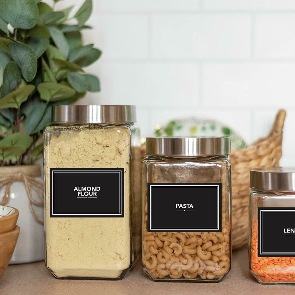 Chalk Pantry Labels: 36 Preprinted Black Peel and Stick Organization Stickers