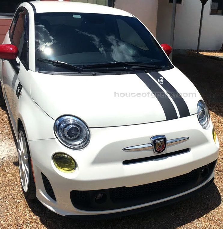 Plain Dual Logo Hood Stripe Stripes graphic decal fits Fiat 500, Abarth,
