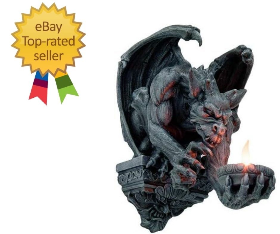 Winged Gargoyle Candle Holder Wall Sconce – Gothic Home Decor Sculpture 12.5