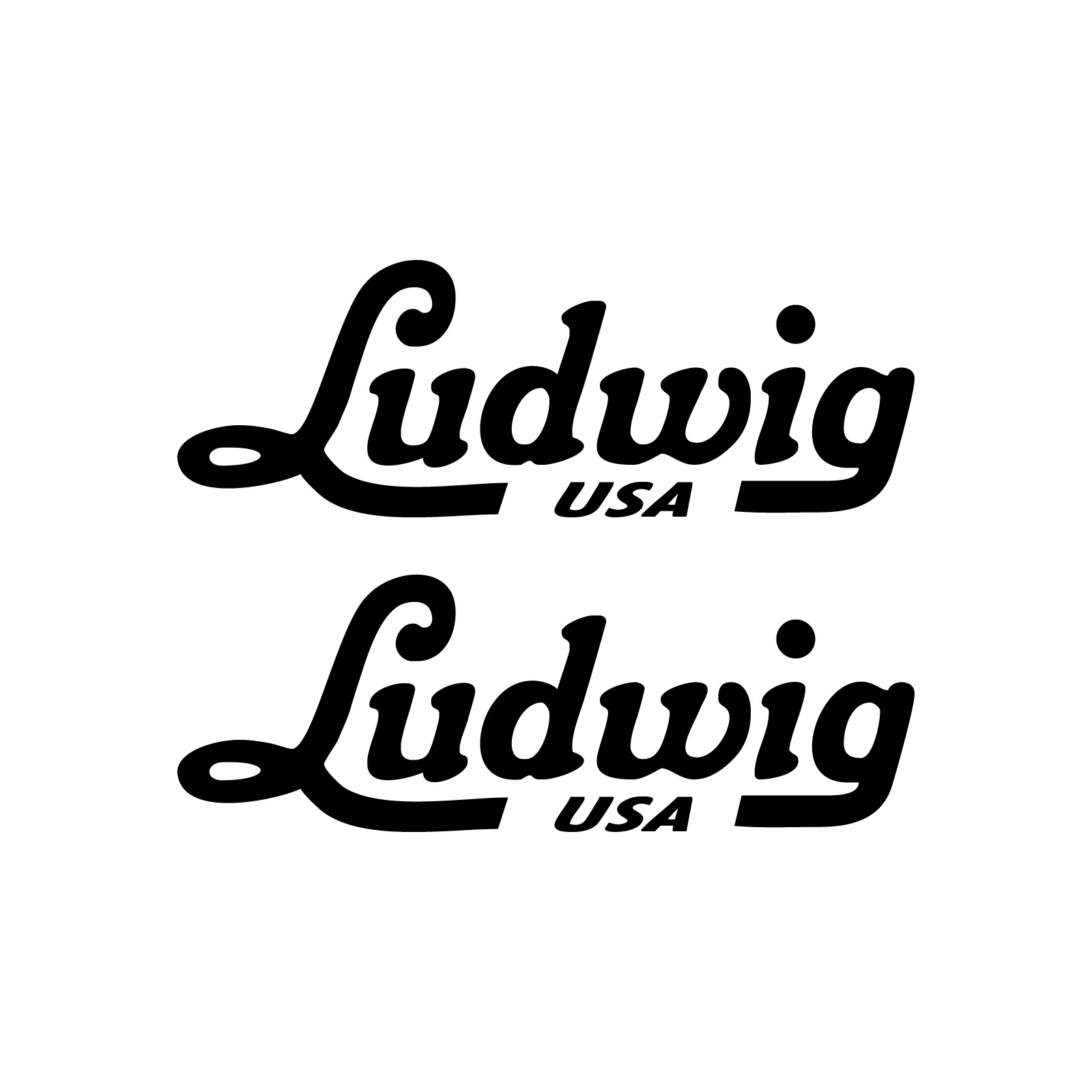 Ludwig P4042 Script Logo Bass Drum Decal, Black, 2.5"x 6.5" (Set of 2)