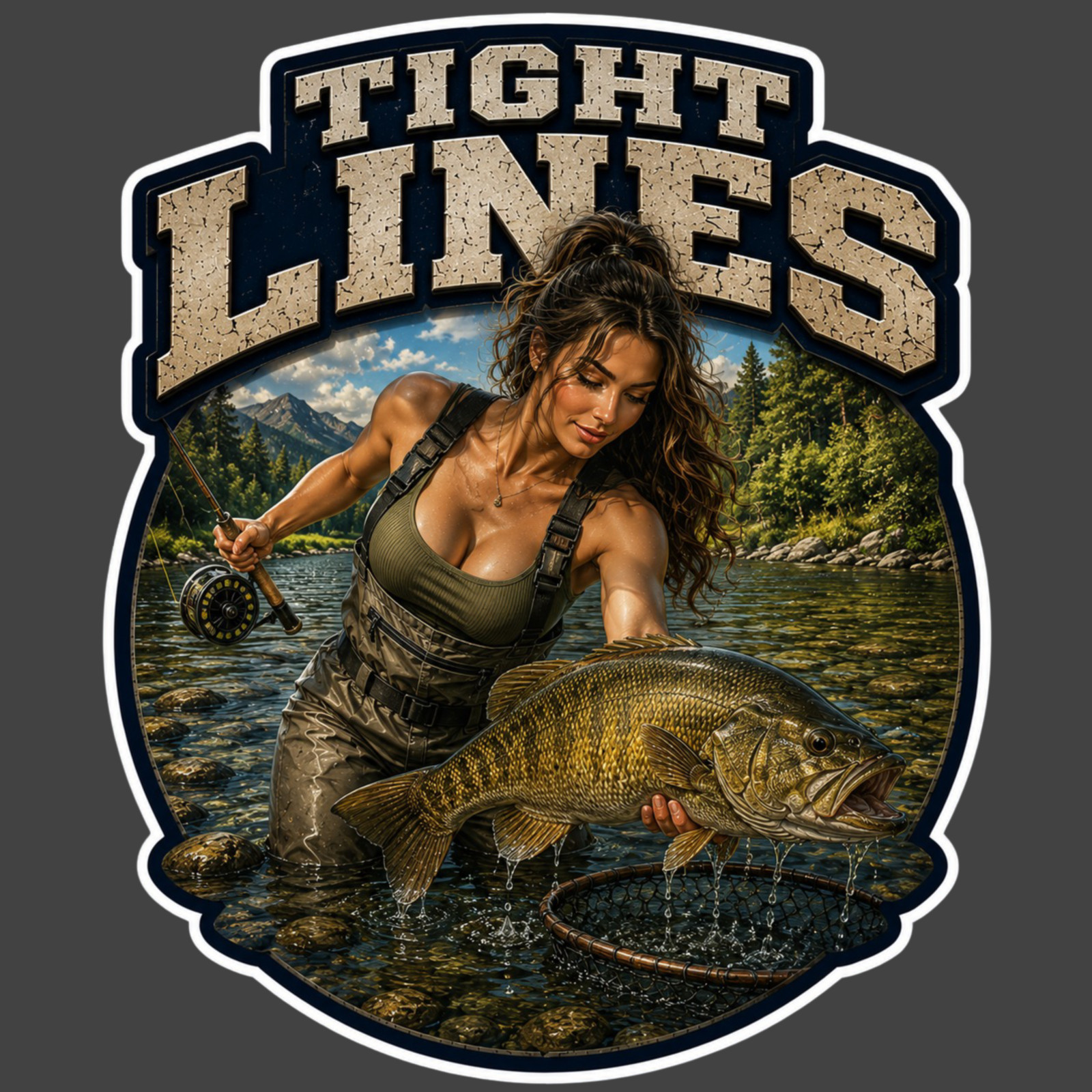 Fishing Sticker Vinyl Decal Tight Lines Fly Fishing Trophy Smallmouth Angler