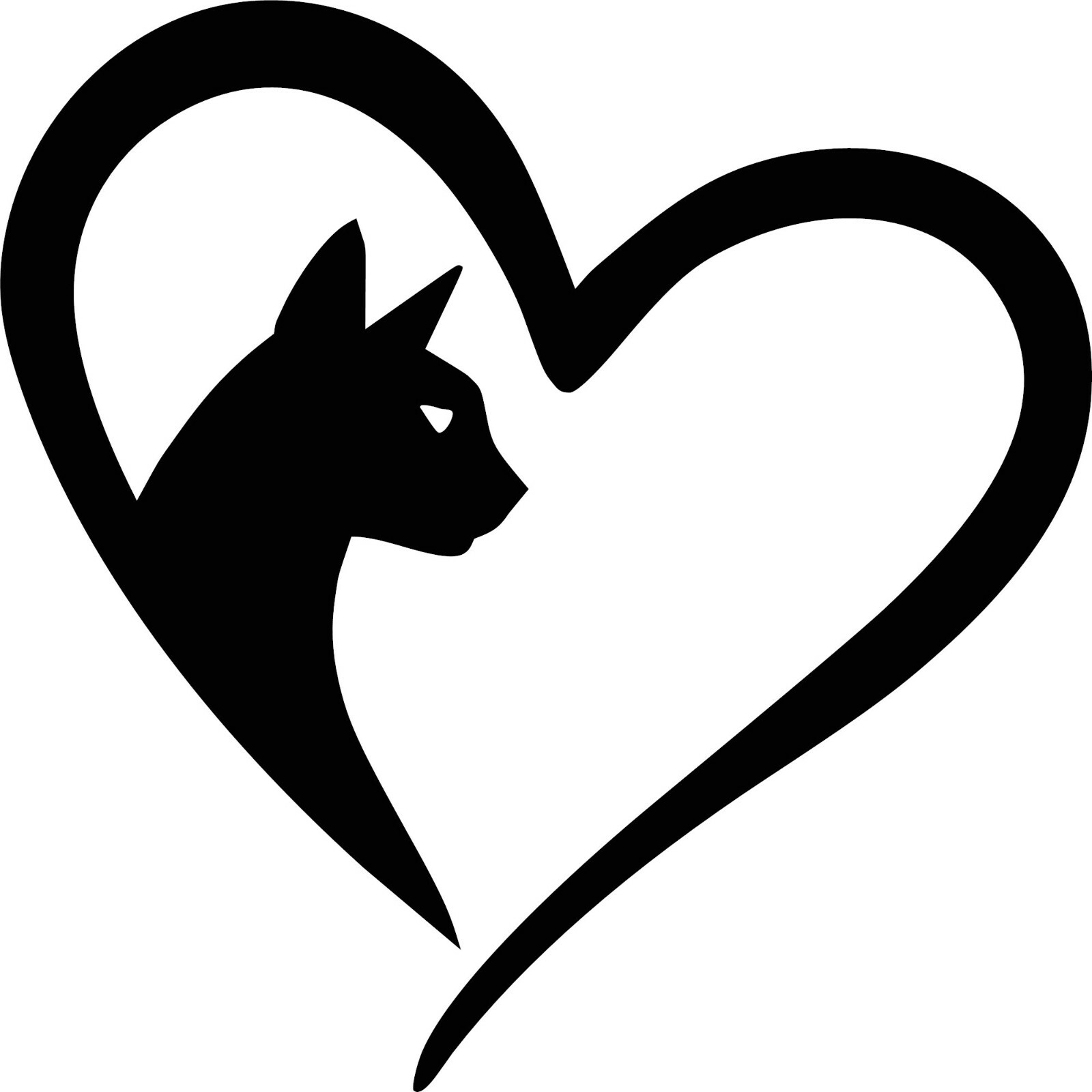 CAT IN A HEART in your choice of color decal 4"in X 4"in