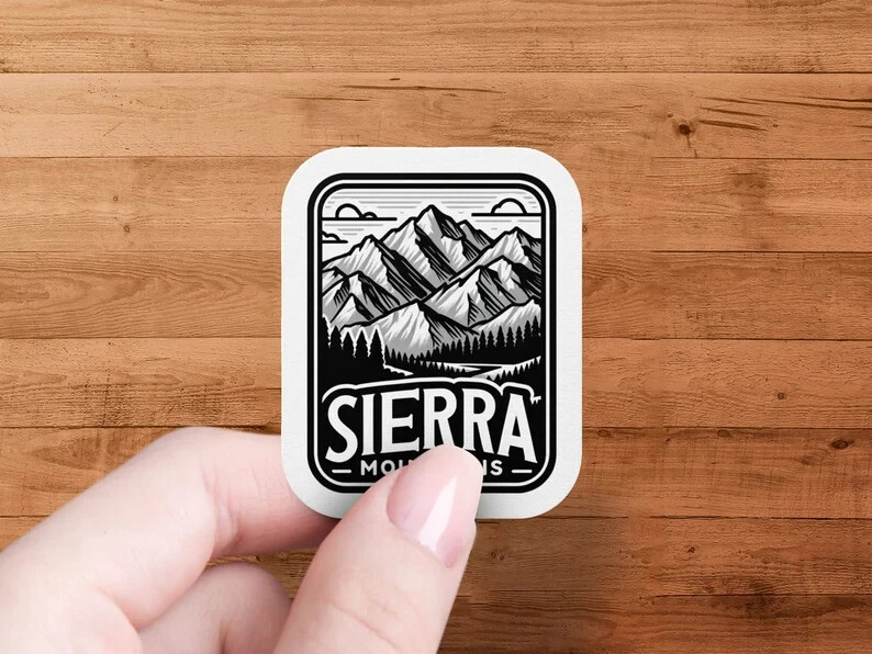 Sierra Mountains Sticker – Outdoor Adventure Decal, Travel Vinyl, Water-Resistan