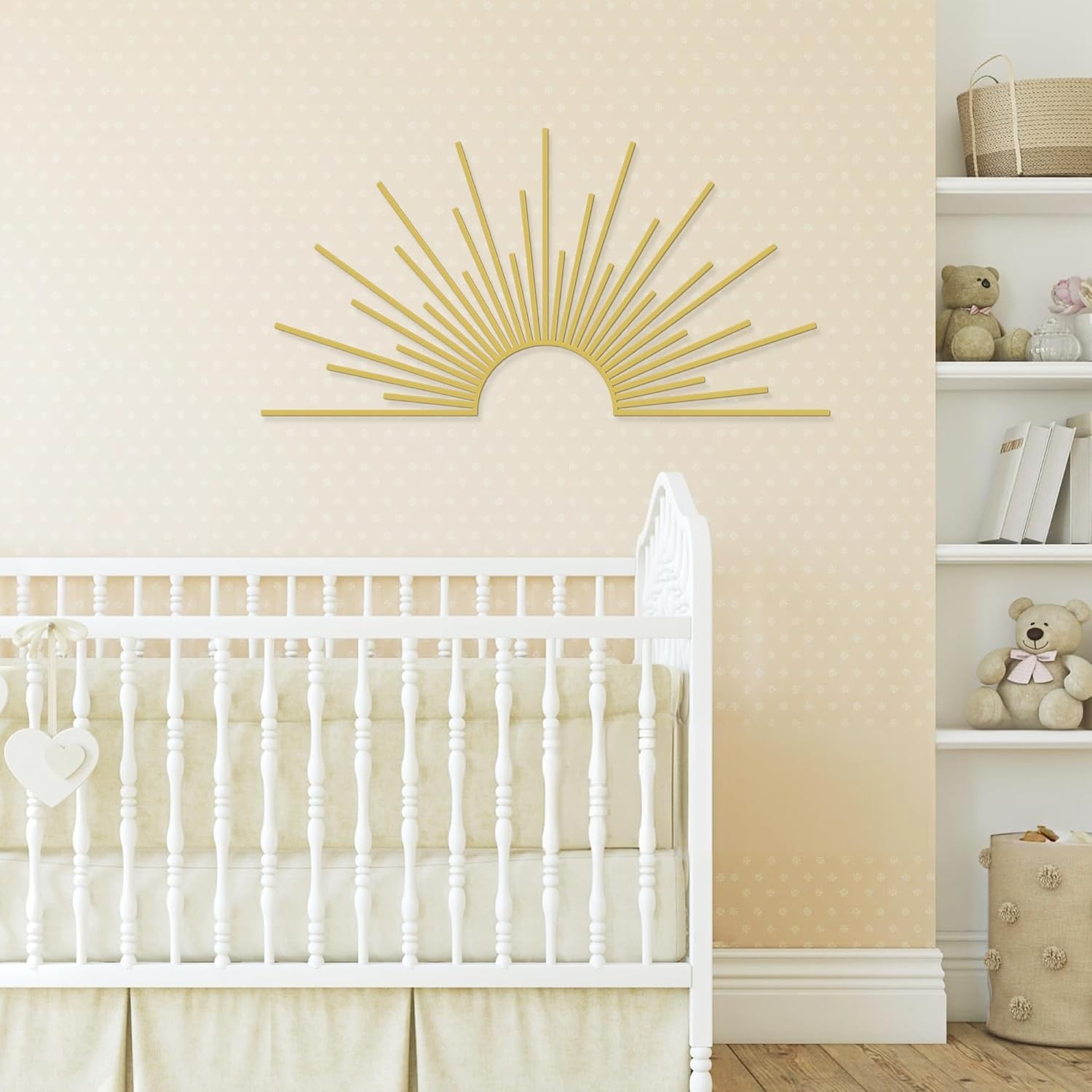 Radiant Gold Sun Wall Art 31.5"x15.7" – Lightweight & Easy Adhesive Installation
