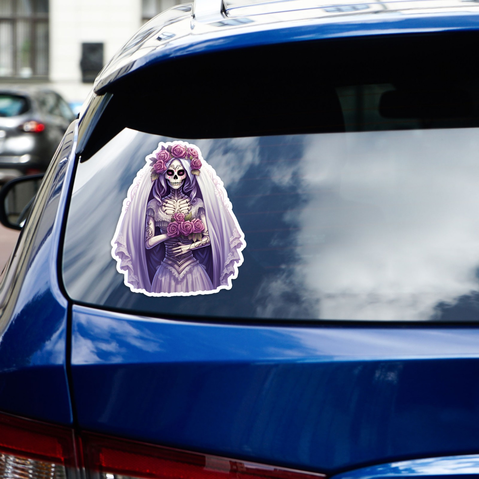 Purple Veil Day of the Dead Bride Skeleton – Vinyl Decal Sticker – #1876