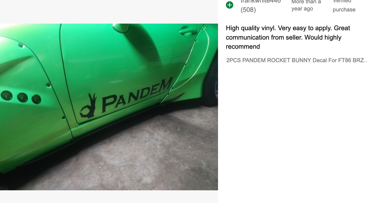 2PCS PANDEM ROCKET BUNNY Decal For FT86 BRZ 240ZX 240SX S13 GTR 350Z S14 S13 RX7