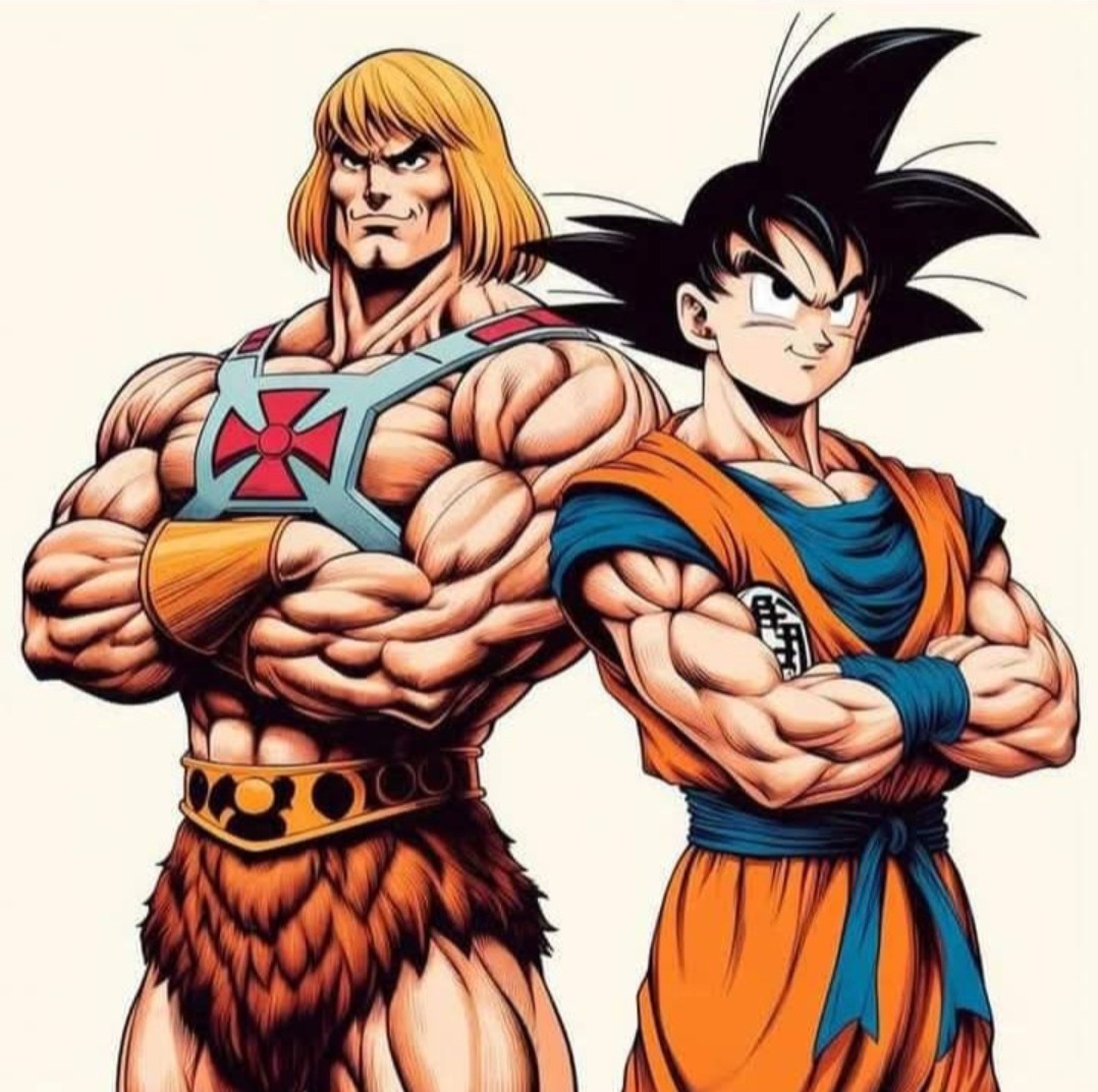HE-MAN X GOKU CROSSOVER VYNIL DIE-CUT STICKER 3X2