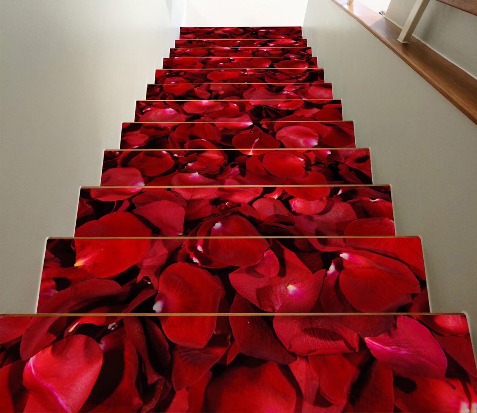 3D Red Petals W021 Stairs Risers Decoration Photo Mural Vinyl Wallpaper Vera