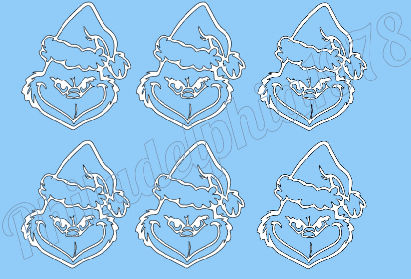 (6) 2inch Grinch die cut Vinyl Decals for Christmas Ornaments #96
