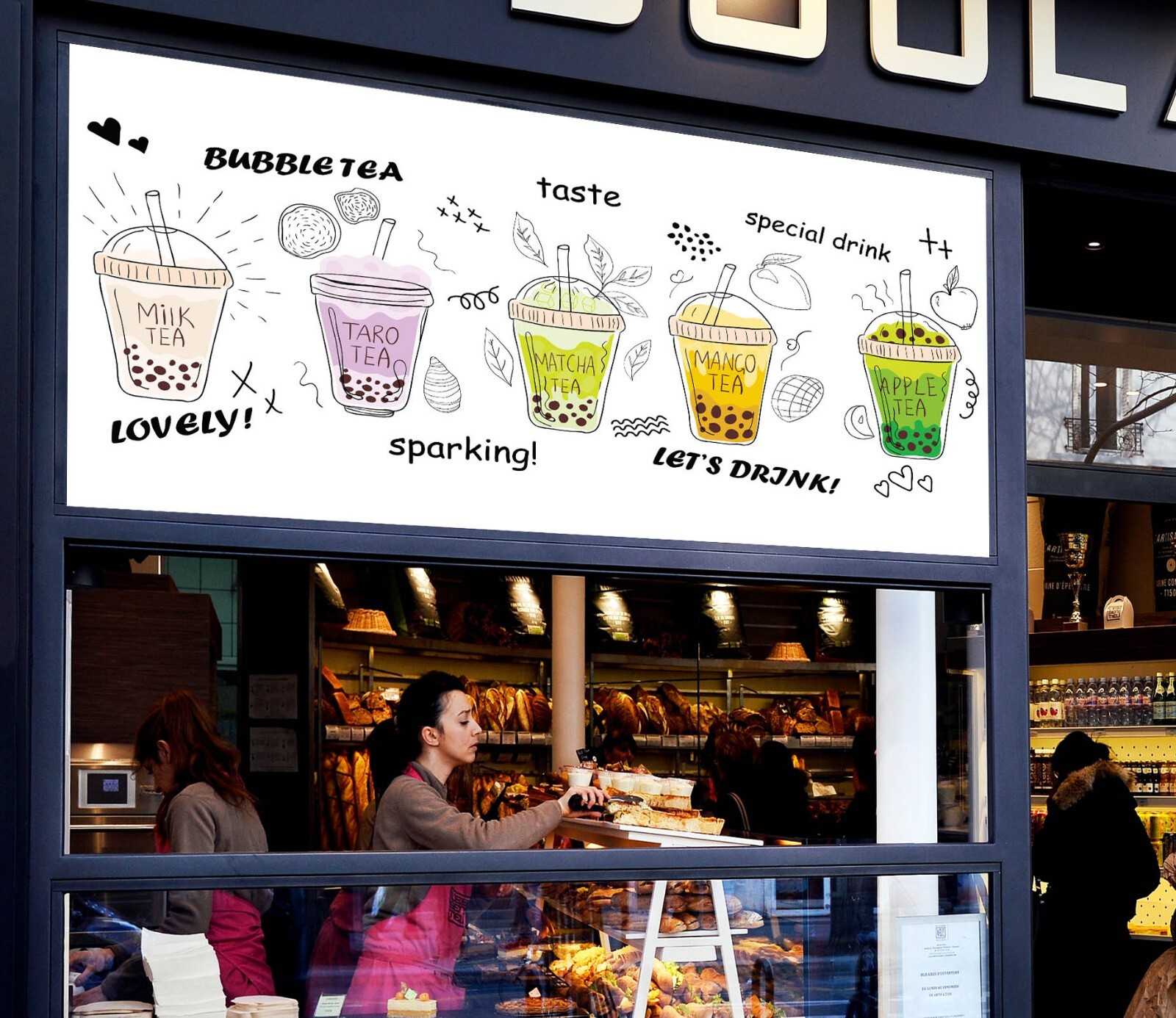 3D Pearl Tea K476 Bubble Tea Shop Window Stickers Vinyl Wallpaper Murals Kay