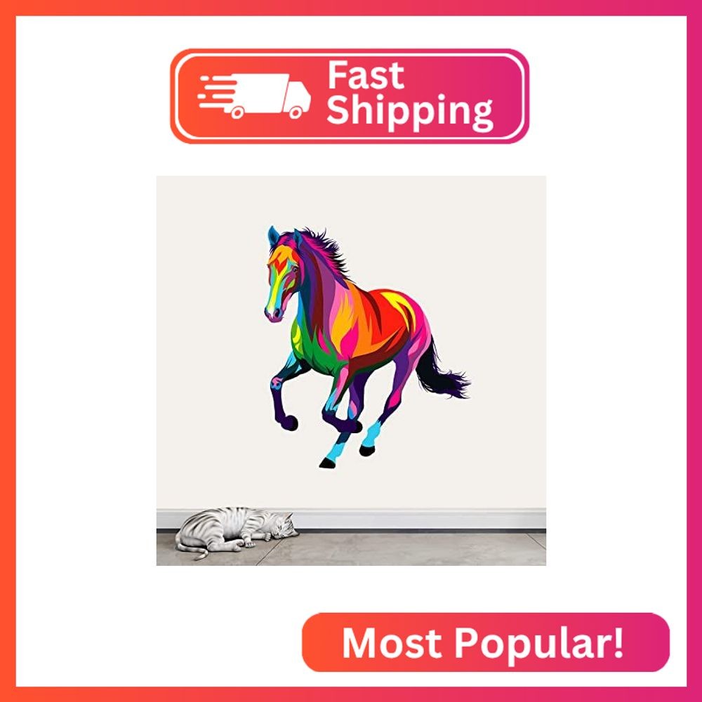 WOYINIS Large Colorful Running Horse Wall Decal Giant Horse Wall Decor Stickers