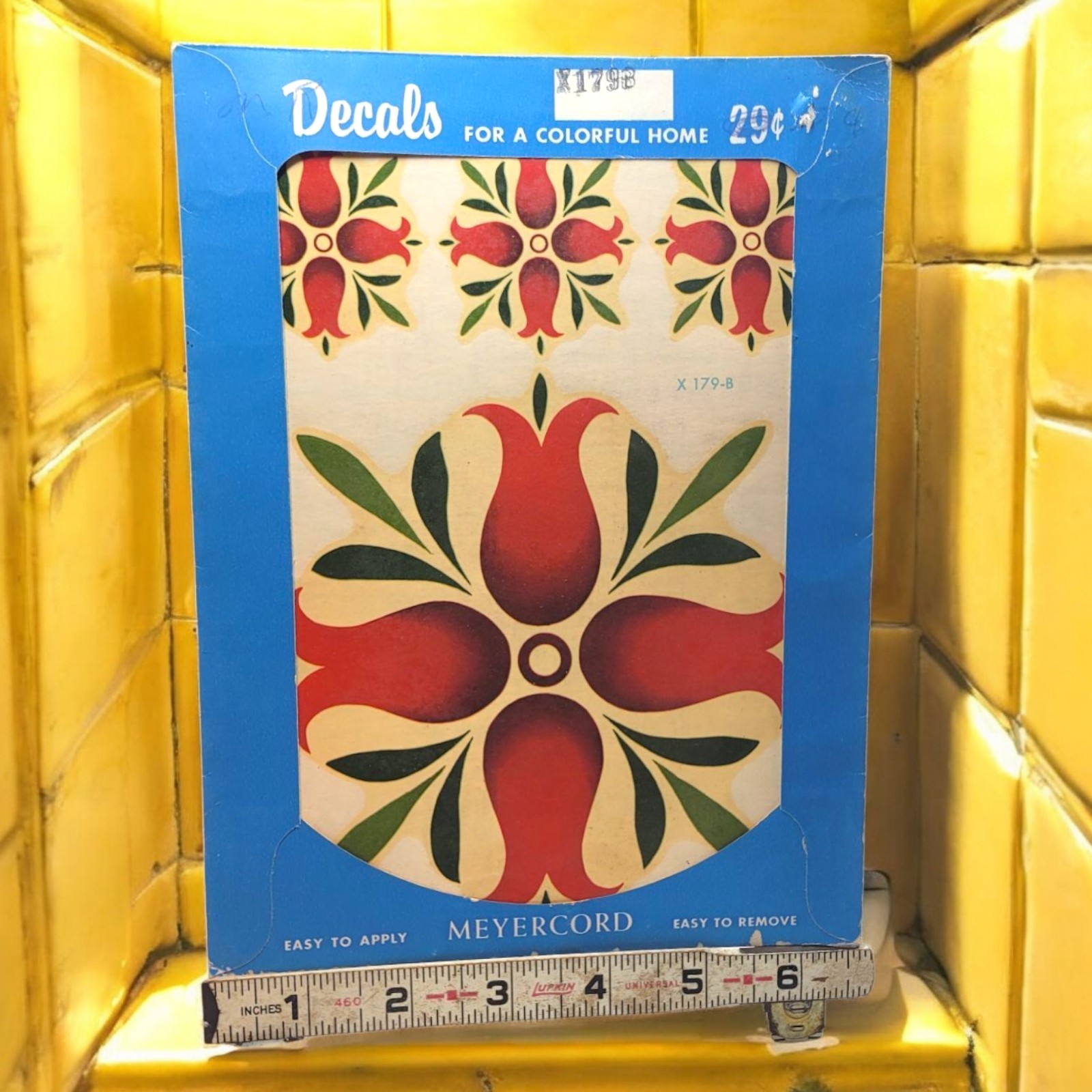 Vintage Meyercord C.1940s Folk Art Decal Tulip Floral Tile Sticker Dutch