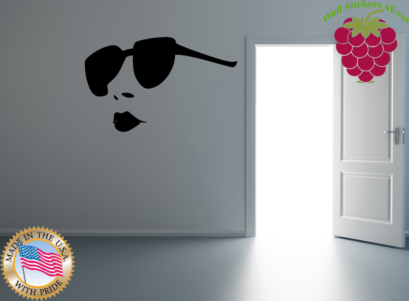 Wall Stickers Vinyl Decal Sexy Hot Girl Full Lips Big Sunglasses Salon EM571