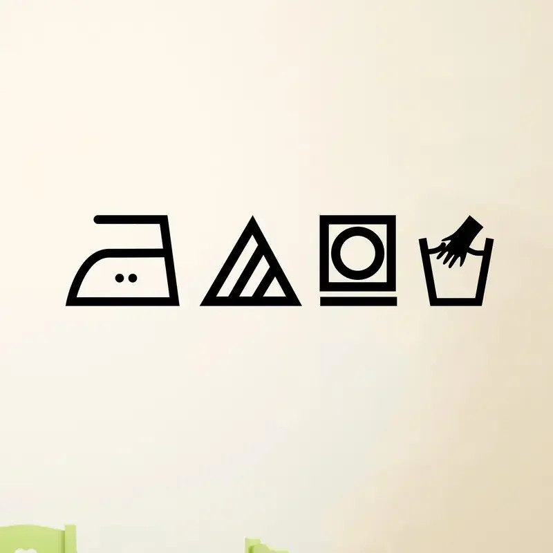 Laundry Room Wall Sticker Self-Adhesive Vinyl Decal with Drying Clothes Design