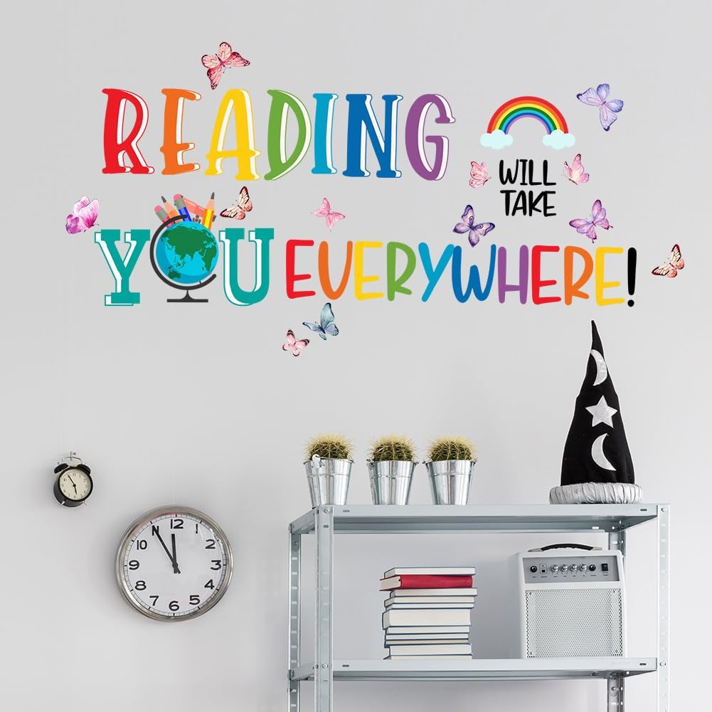 Reading Will Take You Everywhere Inspirational Quote Wall Sticker for Classro…
