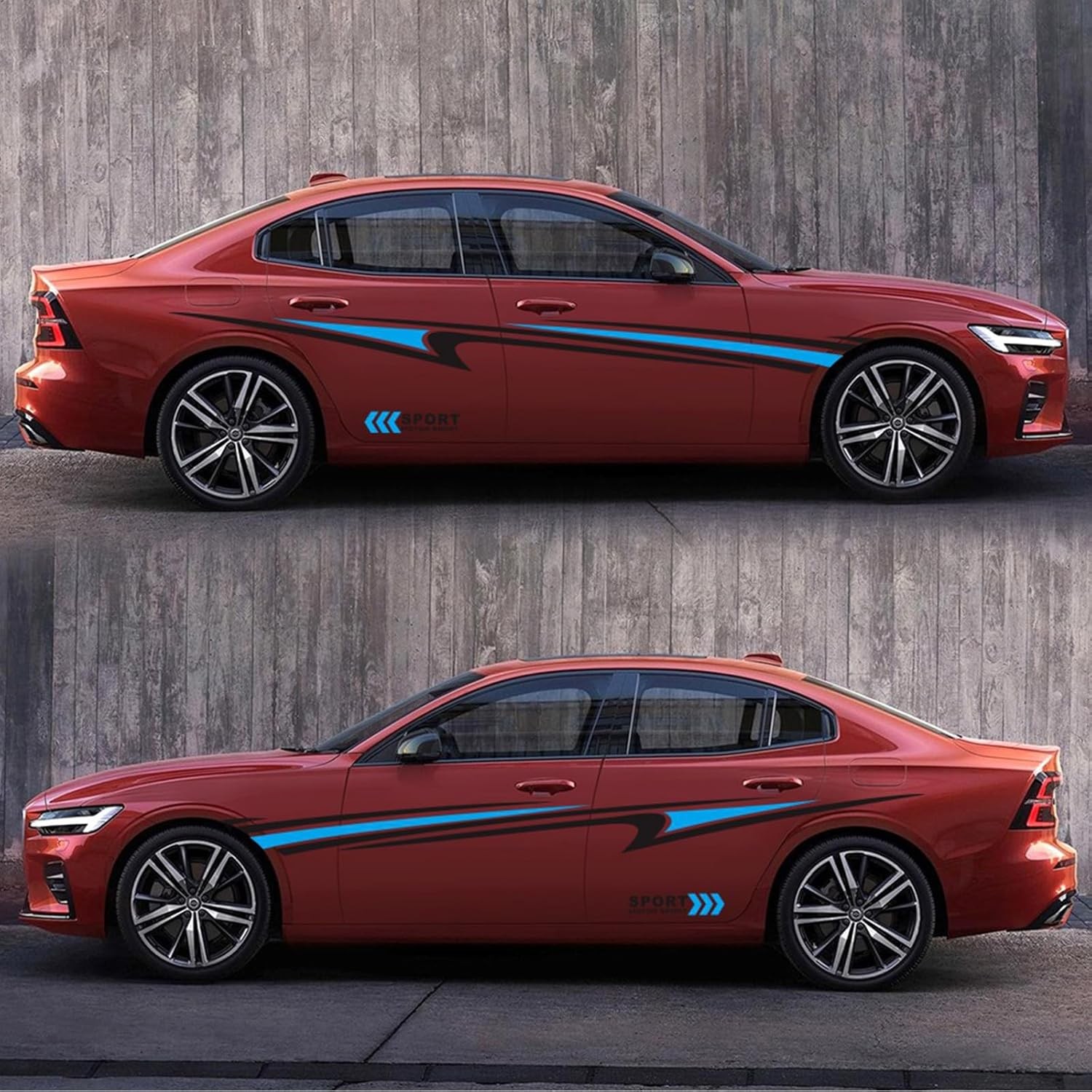 2 Pcs Car Side Sticker Long Stripe Graphic Auto Body Racing Sports Decals,Univer