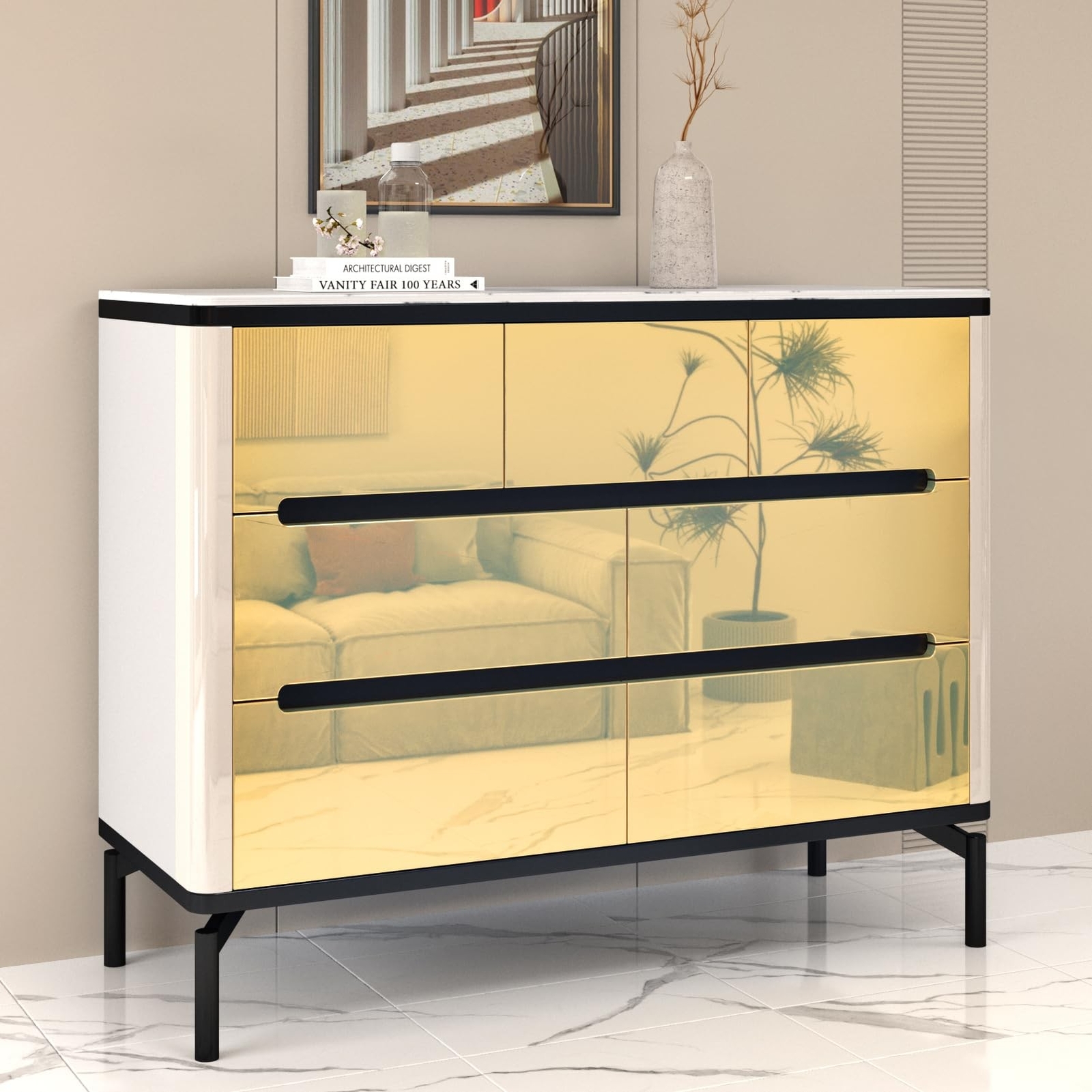 Wallercity Flexible Gold Mirror Sticker Peel and Stick Mirror Wallpaper Self …