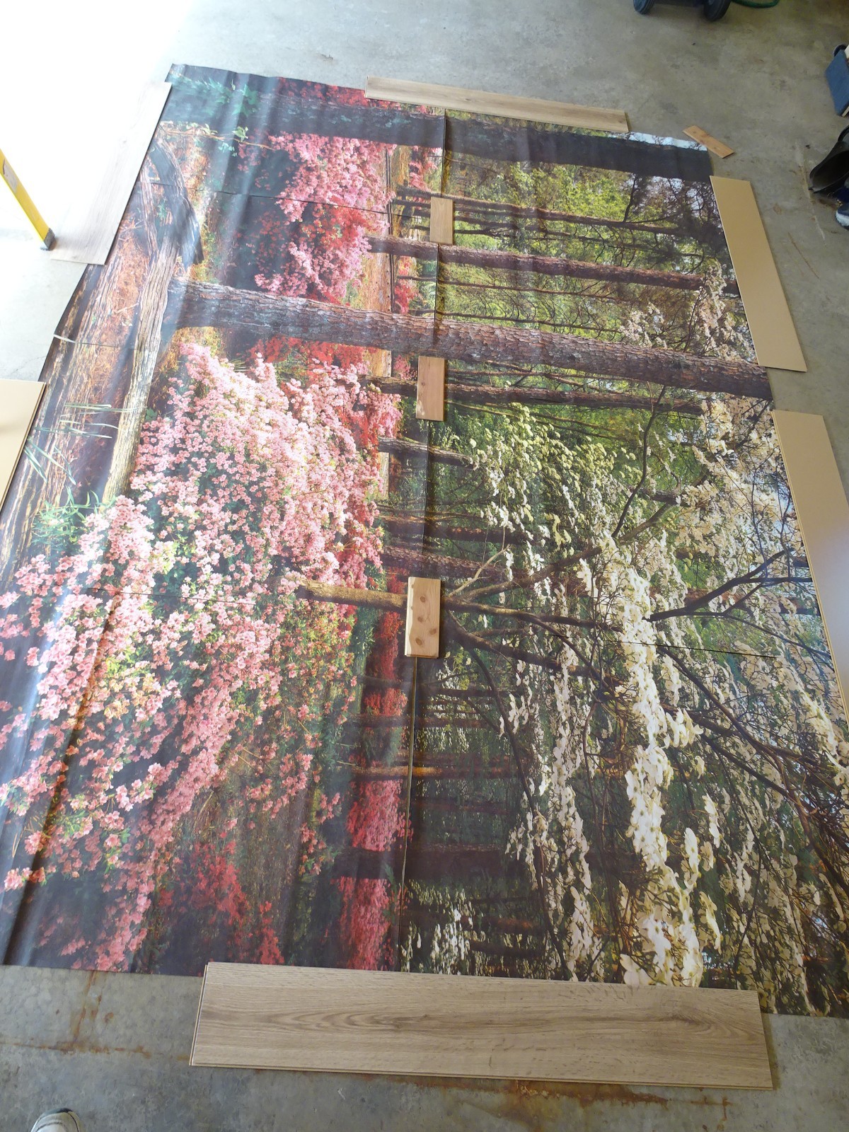 Full Wall Photo Mural Azaleas & Dogwoods Trees Railroad Track 8’ 8” x 12’ 6” NOS