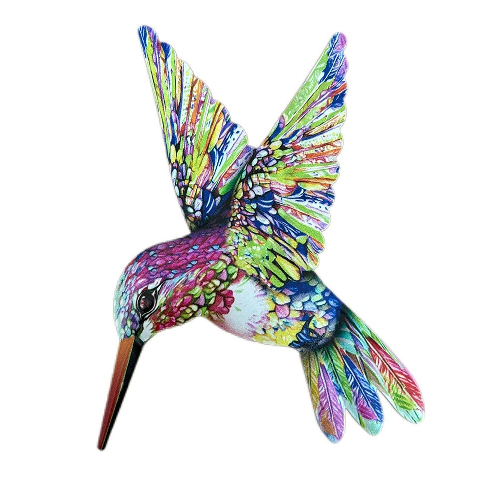 Bright Colorful Hummingbird Metal Wall Decoration for Indoor and Outdoor Use