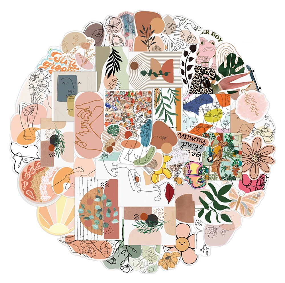 200pcs Retro Cottagecore Vintage Vinyl Sticker Waterproof Decal，#106107186