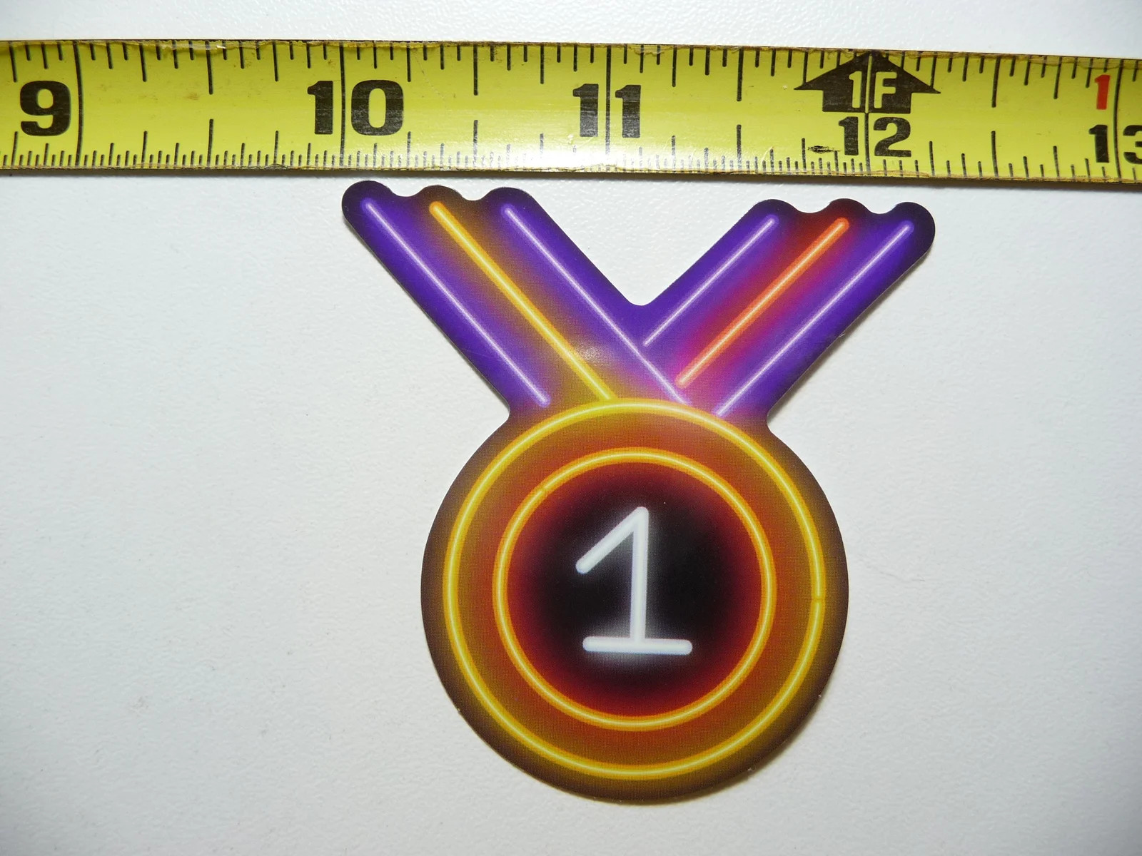 WINNER WINNING #1 MEDAL SMALL STICKER DECAL NEON STYLE FUN FUNNY SCRAPBOOKING