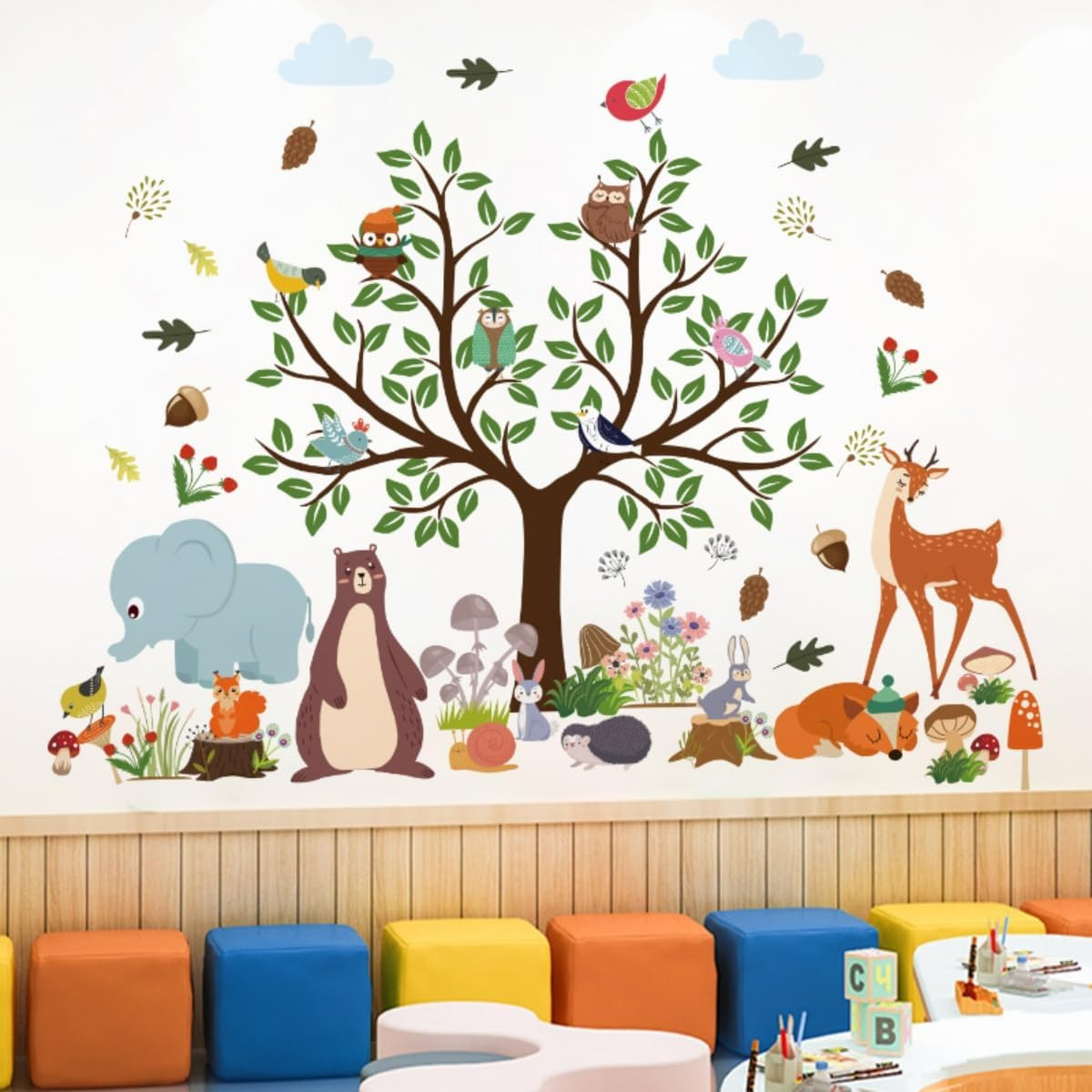 Jungle Animals Wall Decals – Peel & Stick Tree Stickers for Nursery