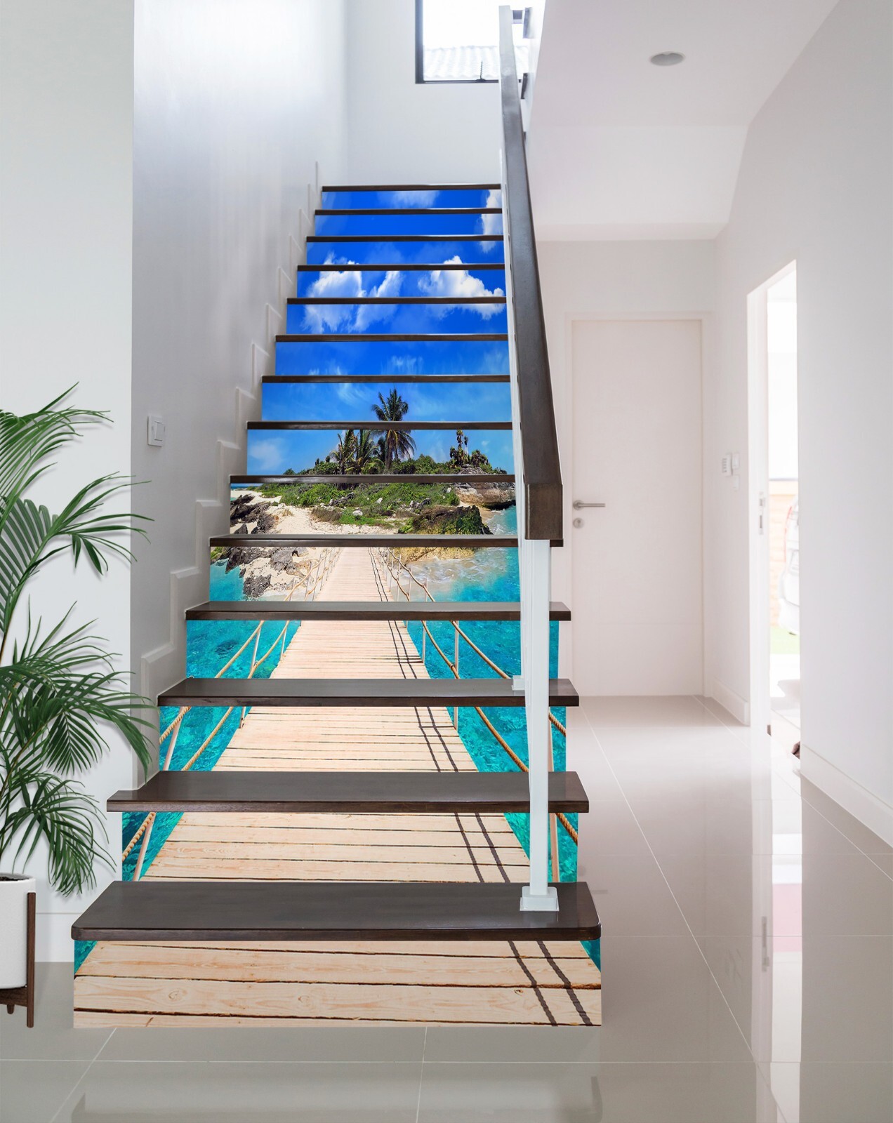 3D Wooden Bridge 425 Stair Risers Decoration Photo Mural Vinyl Decal Wallpaper