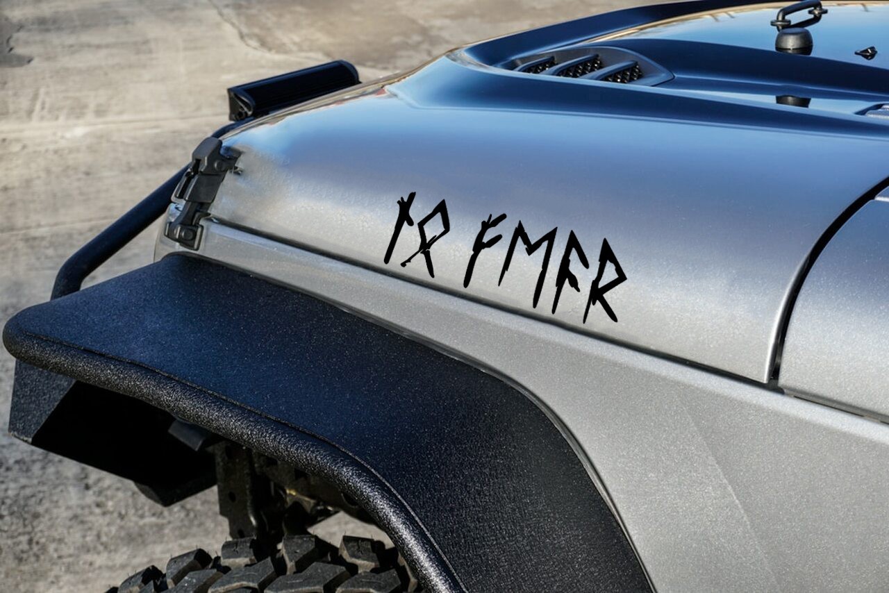 No Fear in Elder Futhark Runes V2 Vinyl Decal Norse Viking Celtic Symbol Sticker