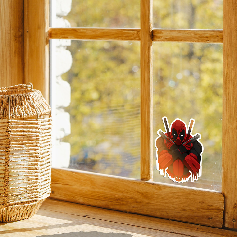 Deadpool Adhesive Vinyl Decal, Weatherproof Sticker 5"W x 5"H