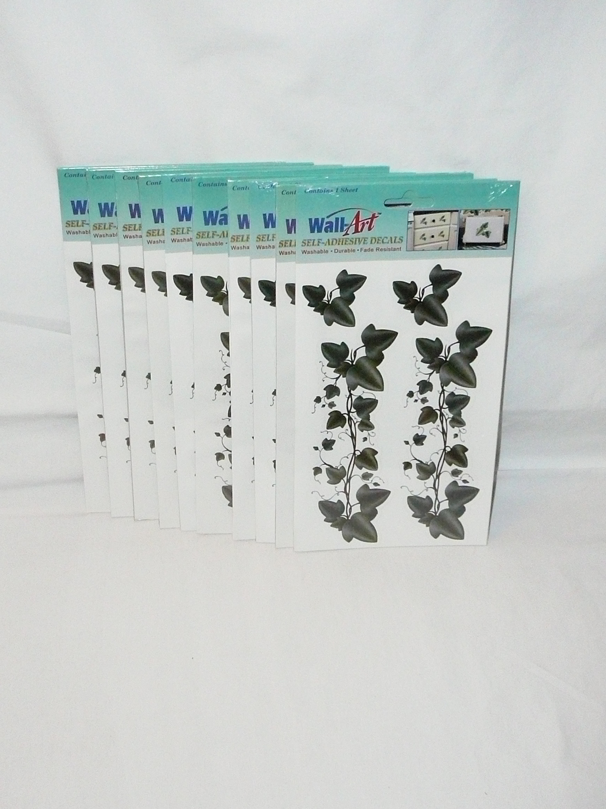 Wall Art Self Adhesive Decals Green Ivy Washable Fade Resistant New Lot of 10