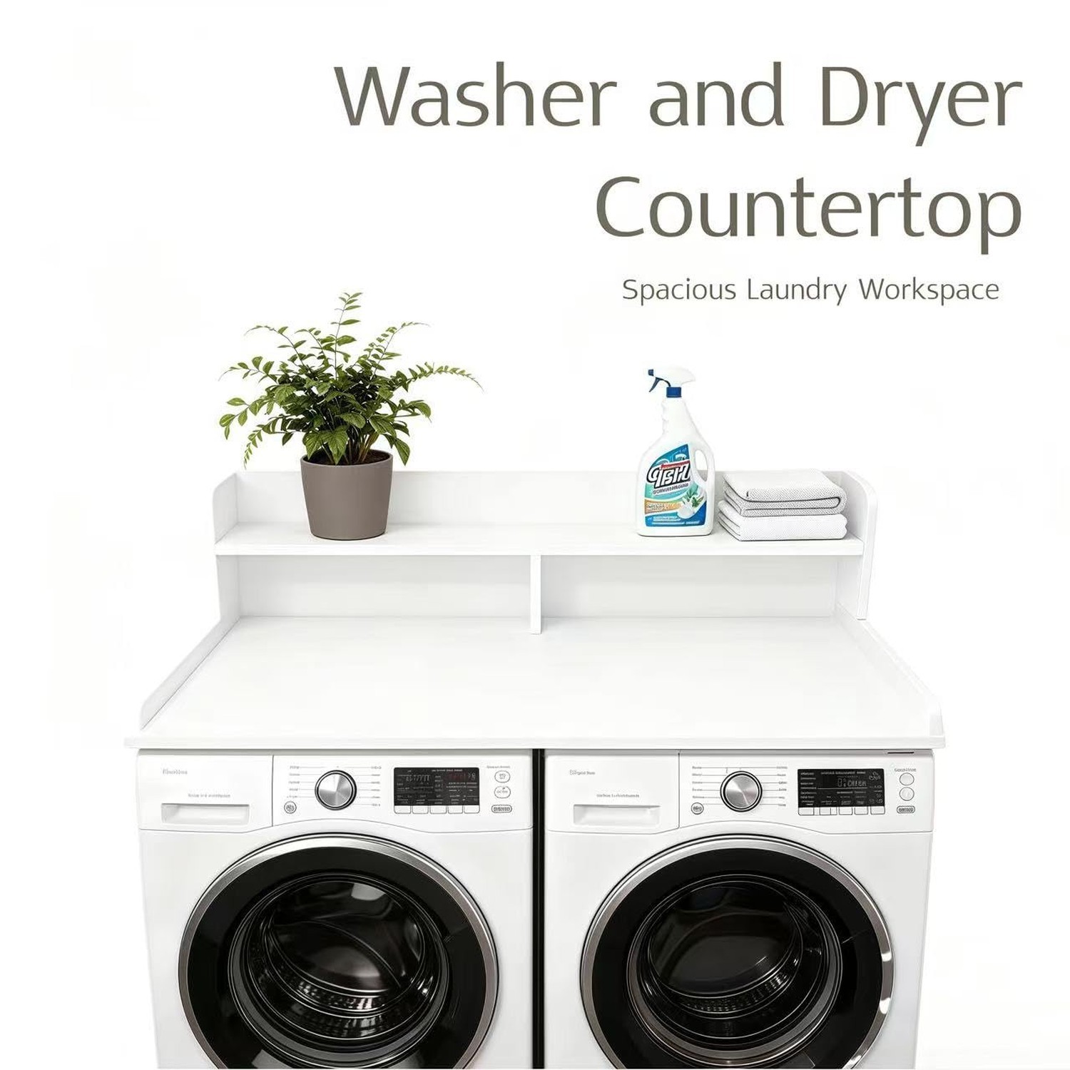 NAT Maya 2-Tier Washer and Dryer Countertop, 54" W x 27.6" D Laundry Room Org…
