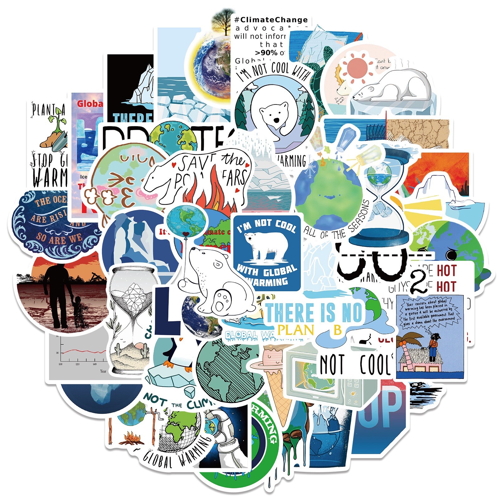 20 Random Climate Change Awareness Stickers Global Warming Decals Free Shipping!