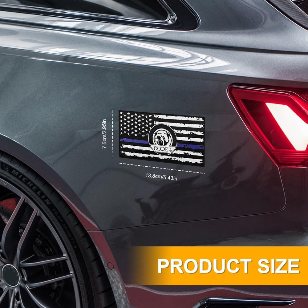 5PCS Thin Blue Line Sticker Code 4, Police Support Sticker American Flag Thin Li