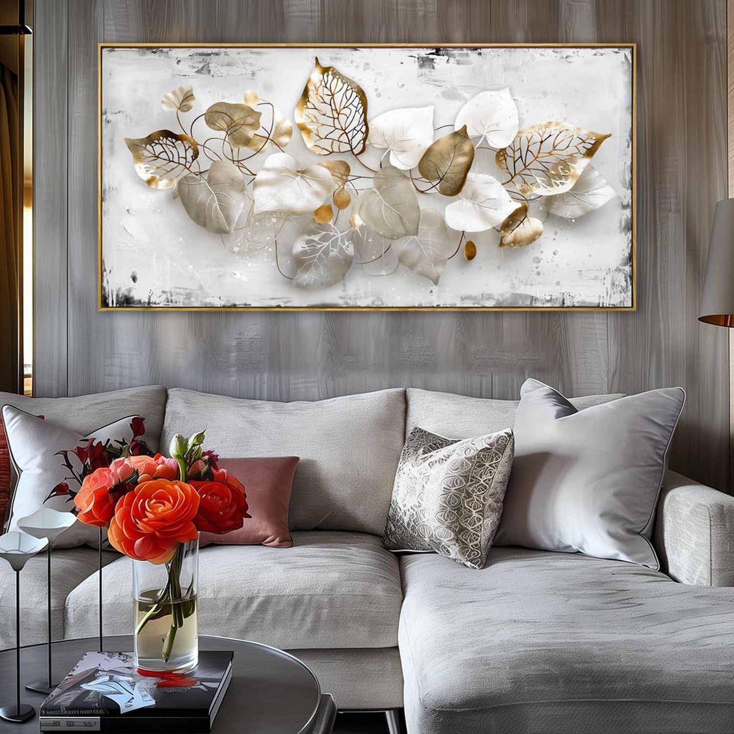 Wall Art Leaf Modern Botanical Artwork Canvas Painting for Living Room Bedroo…